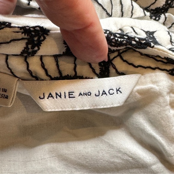 Janie & Jack Girls Sz 8 Black & White Embroidered Leaf Sleeveless Lined Dress - Picture 4 of 11